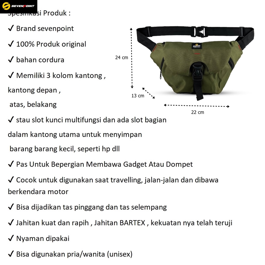 Waistbag Tas Bahu Selempang Slempang Pria Wanita Original Sevenpoint
