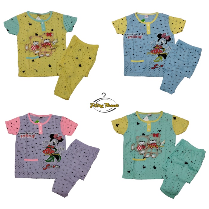 Setelan Baju Tidur Lengan Tangan Pendek Celana Panjang Anak Perempuan Tanggung/ Stelan Baju Tidur Piyama Anak Cewek Tanggung 9 10 11 Tahun