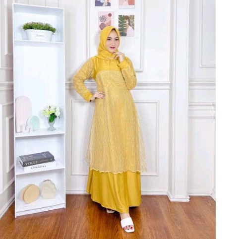 GAMIS MAXMARA LUX MIX BRUKAT ELINA bridesmaid burkat gaun muslimah kondangan wanita seragam hajatan | BAJU DRESS GAMIS BRUKAT | FASHION MUSLIM