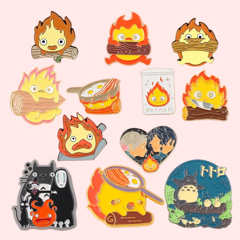 Bros Pin Desain Anime Totoro Howl 's Moving Castle 12 Gaya Untuk Aksesoris Pakaian