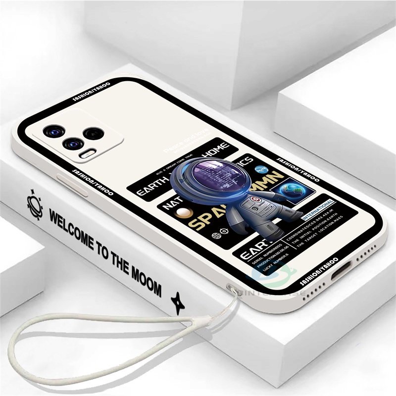 Redmi Note 11S 11 Pro Redmi 10 5G 10C 10A 9C 9T 9A Note10 5G Note 10S Note9 Note8 Note7 Poco M3 Pro X3 Pro NFC Lunar Astronot Silicone Phone Shell Dengan Lanyard Binteacase