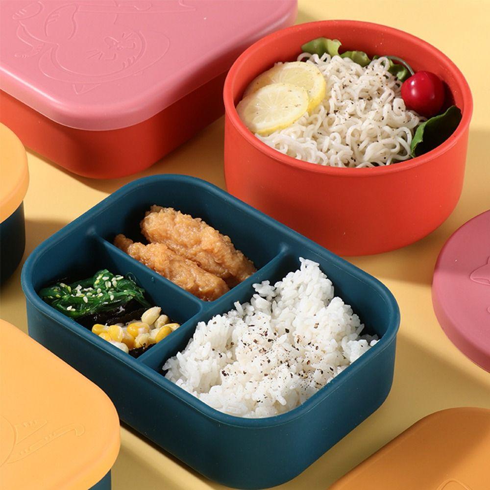 R-FLOWER Lunch Box Portable Persegi Panjang Grid Untuk Pelajar Pekerja Kantor Wadah Makanan