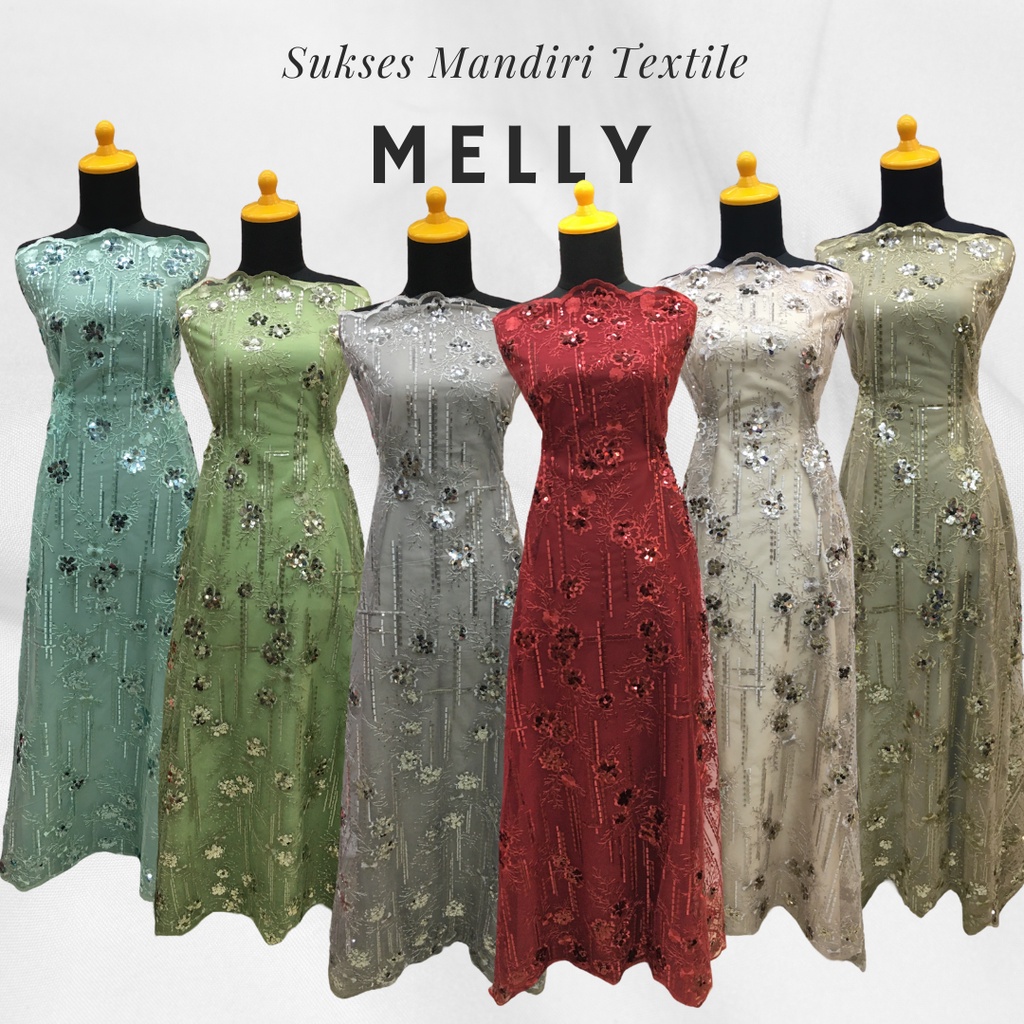 [MELLY] Brokat Brukat Tile Premium Mewah Warna Matcha Olive Cream Silver Maroon Tosca | Harga ½ mete