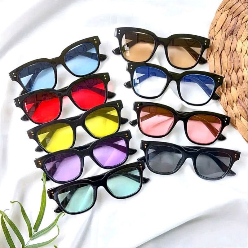 Kacamata Candy Color Hitam Wanita/Pria Kekinian Sunglasses Korean Fashion Small / TV-11