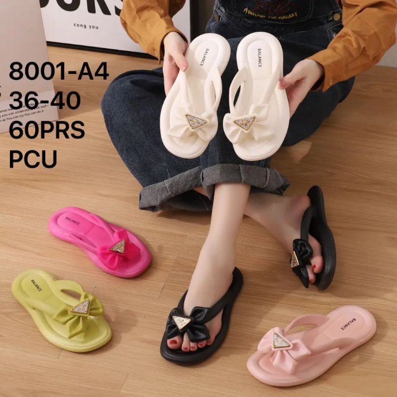 sandal balance 8001-A4 sandal karet jepit variasi pita wanita import