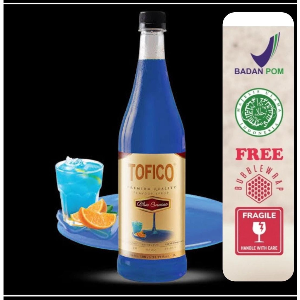 

Tofico Syrup blue citrus ( blue curacao) natural flavour 1 Liter Tofico sirup jeruk biru