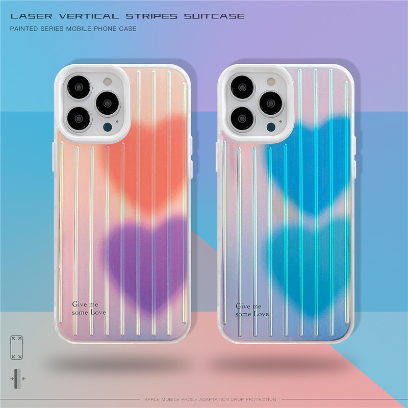 Soft Case Motif Hati Warna Pelangi Untuk IPhone 14 13 12 11 Pro Max