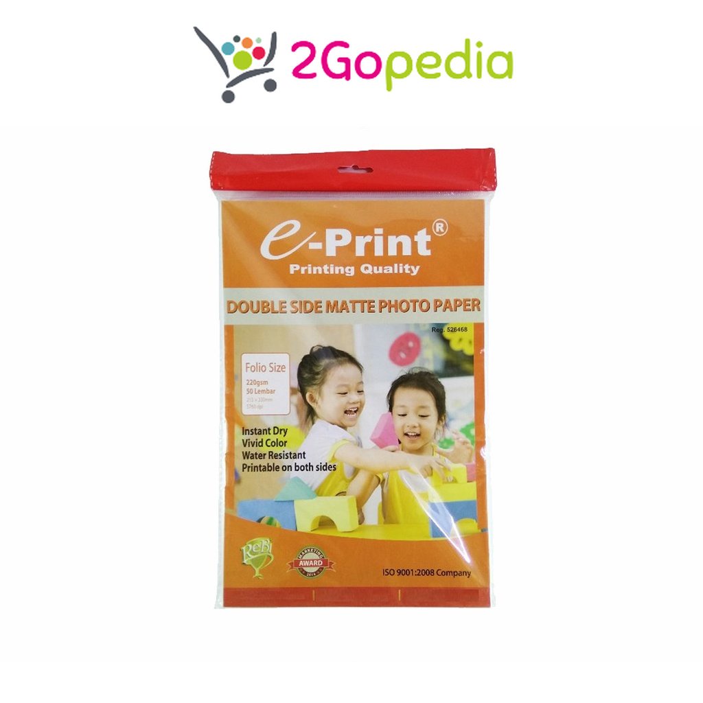

Kertas Double Side Matte Photo Paper Folio F4 220 Gsm 50 Lembar E-Print Grosir Murah Atk