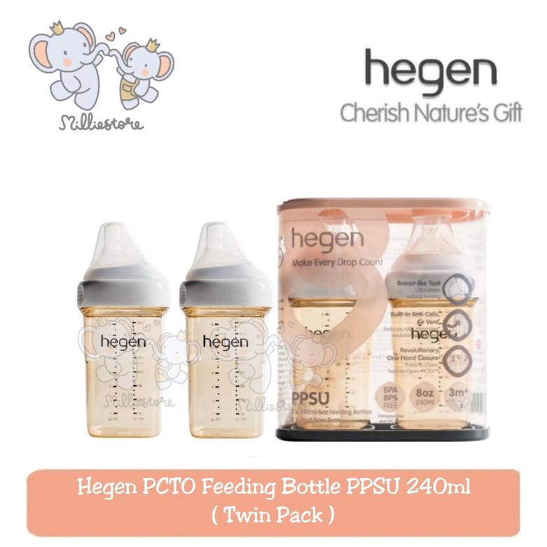 HEGEN PCTO 240ml/8oz Feeding Bottle PPSU (2-Pack) | Botol Susu Bayi Anak