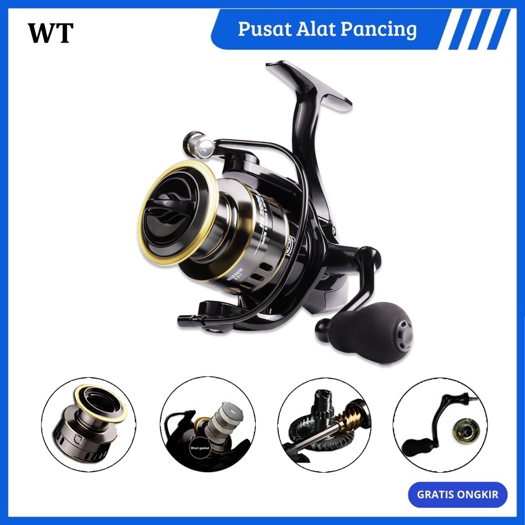 Reel Pancing Power Handle WT1000 - WT7000 Gulungan Pancing WT1000 - WT7000 Maks Tarik 10KG Kumparan Logam Cadangan Pegangan Bola Gulungan Putar