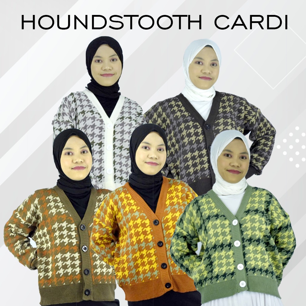 Cardigan Rajut Houndstooth - Cardi Premium Tebal - Cardigan Rajut Motif Import