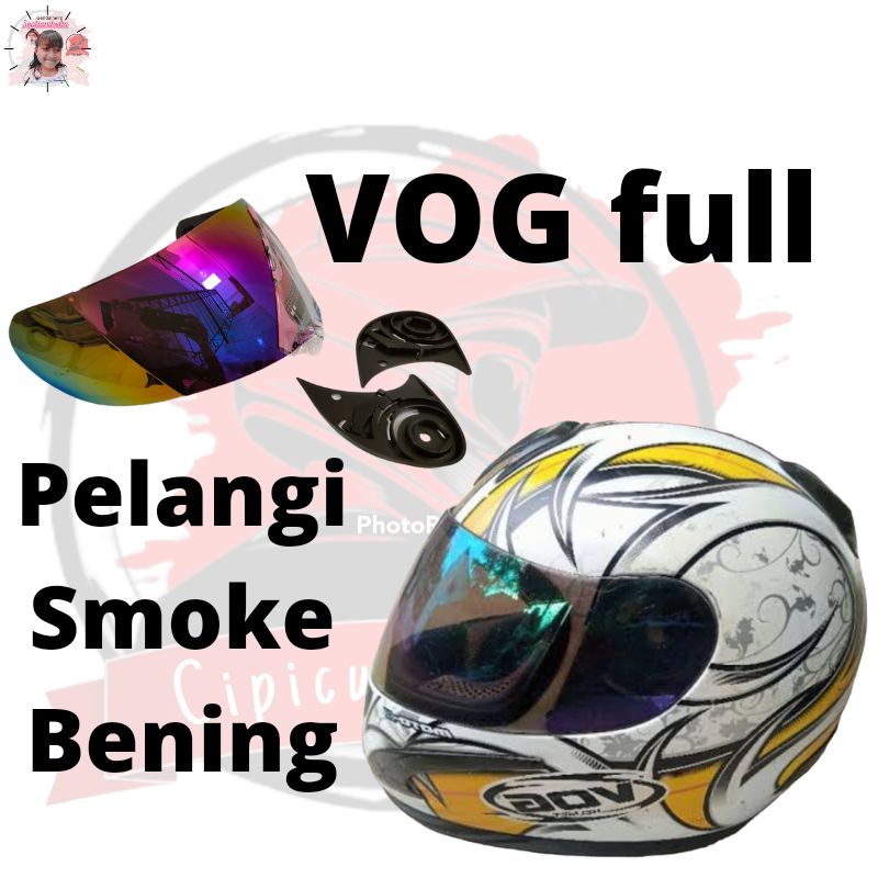 kaca helm VOG full face sesuai di gambar bentuk mf dan polos