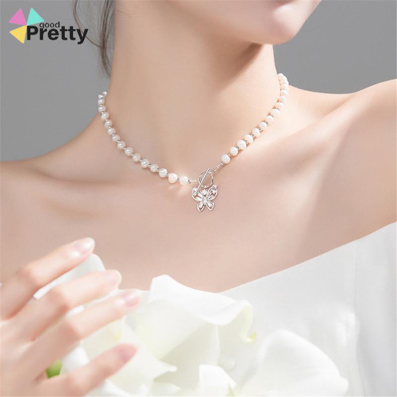 Kalung choker kupu-kupu mutiara yang cocok untuk semua temperamen peri - PD