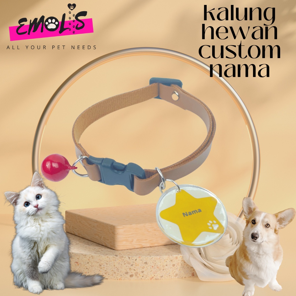 KH05 Kalung Custom Nama Pet Peliharaan Hewan Piaraan Anjing Kucing Hamster Adjustable Dapat Disesuaikan PGM