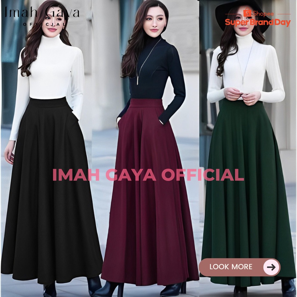 Rok Panjang Jersey Wanita Dewasa Jumbo Panjang Polos Spandek Jersey High Quality Rok Panjang