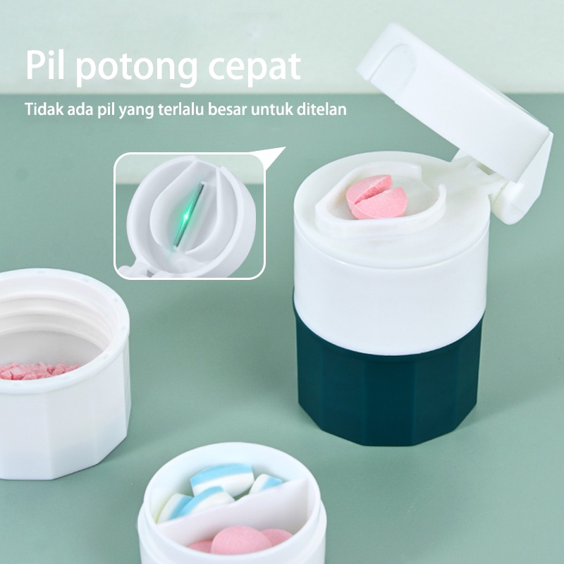 DADAWARD Pemotong Pil/Penggiling Pil/ Penggerus Obat 4 IN 1/ Tempat Penyimpanan Obat 4 in 1 Cutter Grinder Pill Medicine Storage