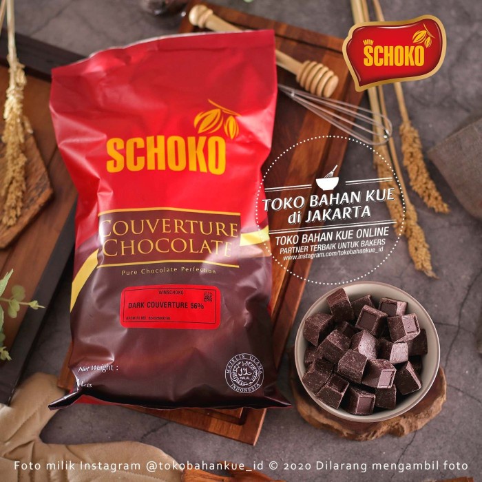 

Schoko Cube 56% Dark Chocolate Couverture 500Gr Baking Cokelat Coklat
