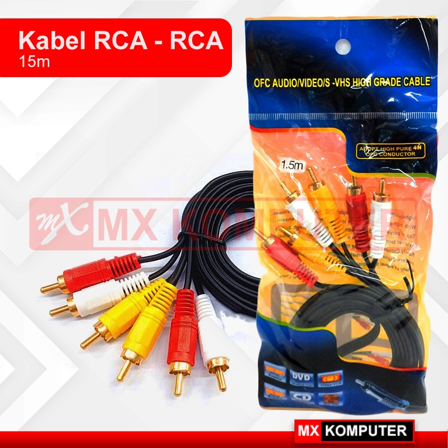 kabel 3rca to 3rca audio video 1.5m / Kabel 3 Rca To 3 Rca