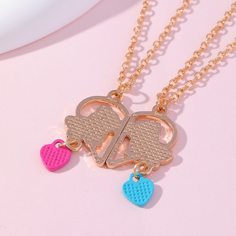 Fancyqube 2pcs / Set Kalung Liontin Magnet Bentuk Hati Anjing Untuk Wanita