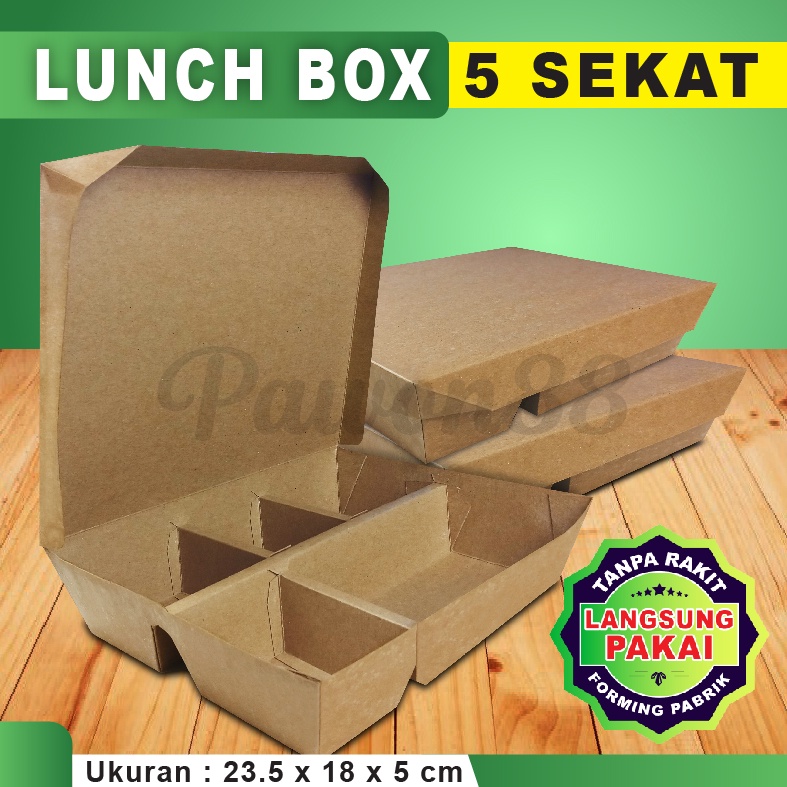 Paper Lunch Box SEKAT 5 - Lunch Box Paper SEKAT 5 - Kraft Coklat ( 20 Pcs )