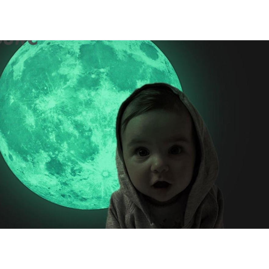 Stiker Dinding Dengan Gambar Bulan Dan Warna Neon Menyala Untuk Dekorasi Kamar Anak