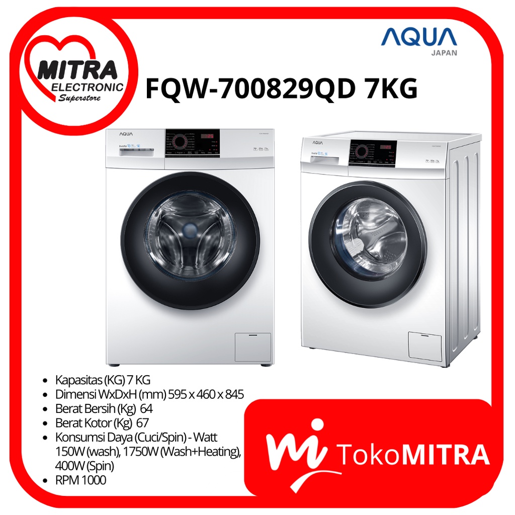 MESIN CUCI FRONT LOADING AQUA FQW-700829QD 7KG