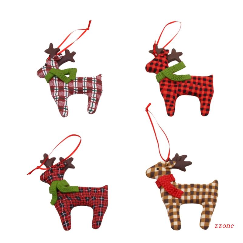 Zzz 4Pcs / Set Ornamen Gantung Pohon Natal Bentuk Rusa Bahan Clay
