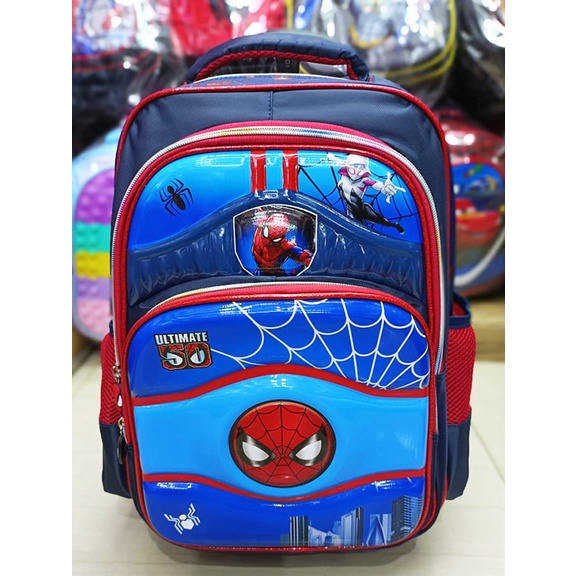 TAS PREMIUM TROLLEY DORONG 16inch UKURAN BESAR TAS ANAK SEKOLAH LAKI LAKI SD JAGOAN BINTANG TIMBUL 3RESLETING IMPORT ( Dino Dinosourus Odet Osh Duet Cool Gliter Zoom GIGI SMILE GOGO ASTRONOT 16&quot;  SD )