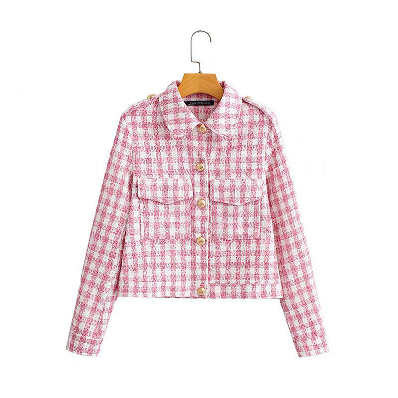 Pink Plaid Tweed Blazer