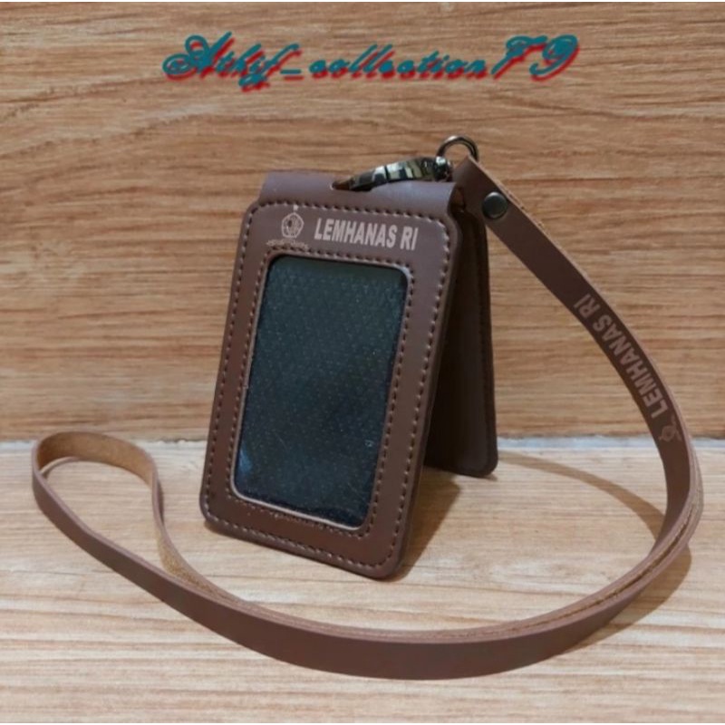 

holder kalung id card kulit lemhanas RI model lipat