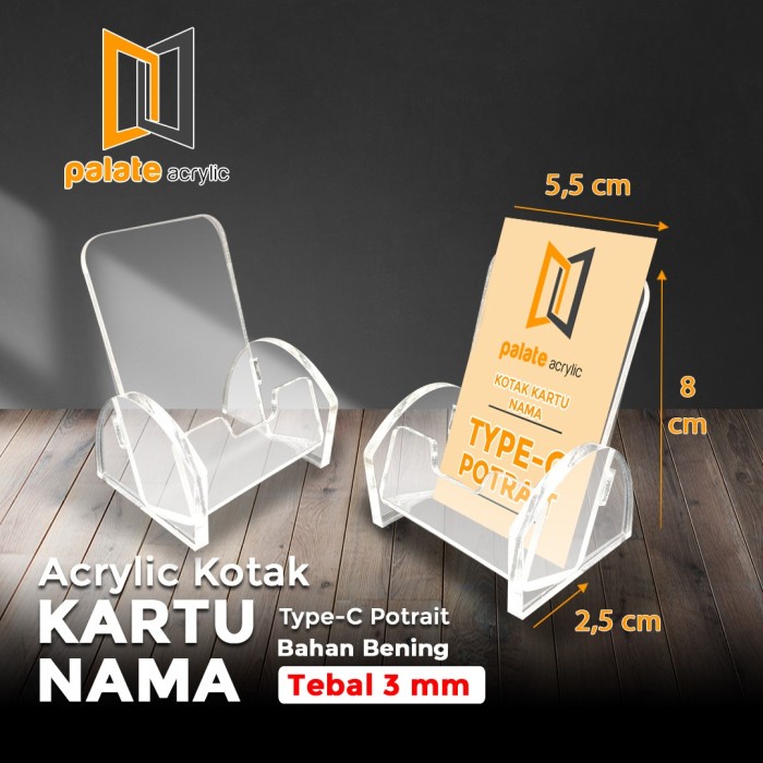 

Namecard Acrylic/Akrilik Stand Kartu Nama Meja / Tempat Kartu Nama Portrait Kd