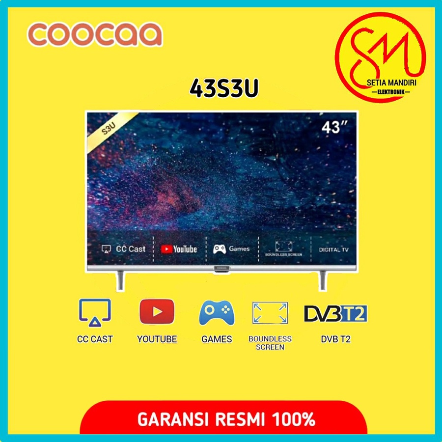 COOCAA 43S3U Smart LED TV 43 Inch Full HD Digital DVB-T2 DTS Audio