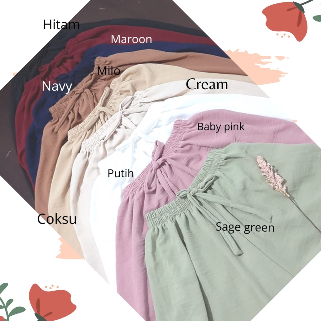 JF Celana Kulot Crinkle Premium Airflow Tali Wanita Loose Pants Kulot Crinkle Airflow Kekinian