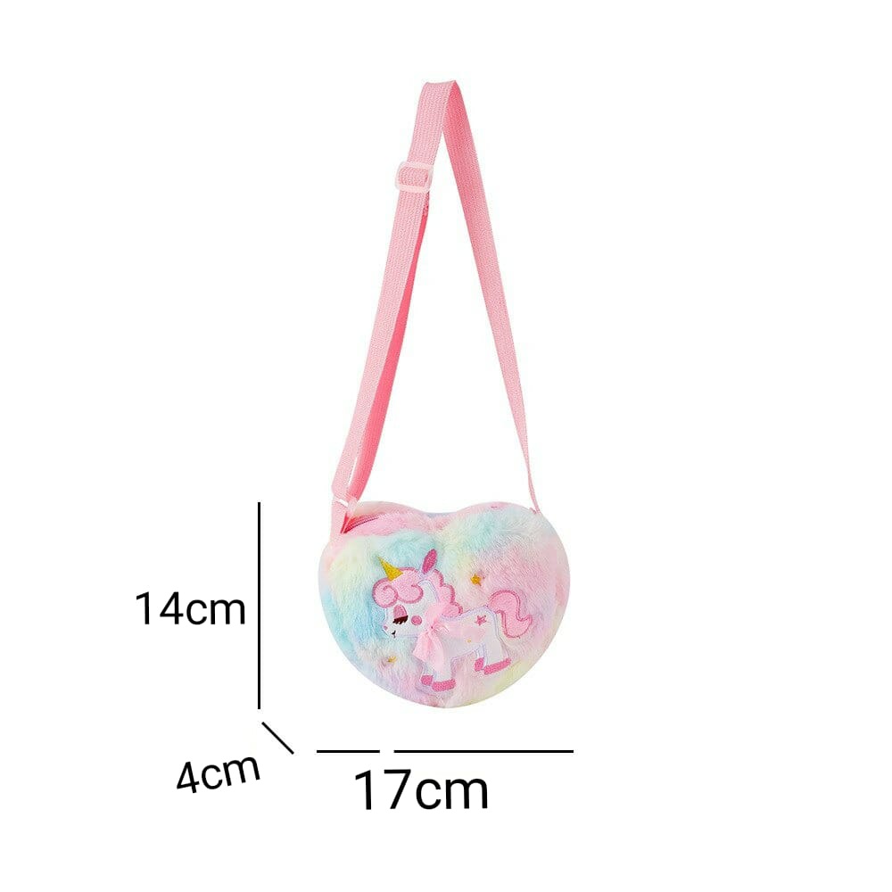 Sling Bag Bulu Unicorn Tas Jalan anak Motif Love Tas selempang anak perempuan Kado ultah anak cewe Lucu tas fashion import