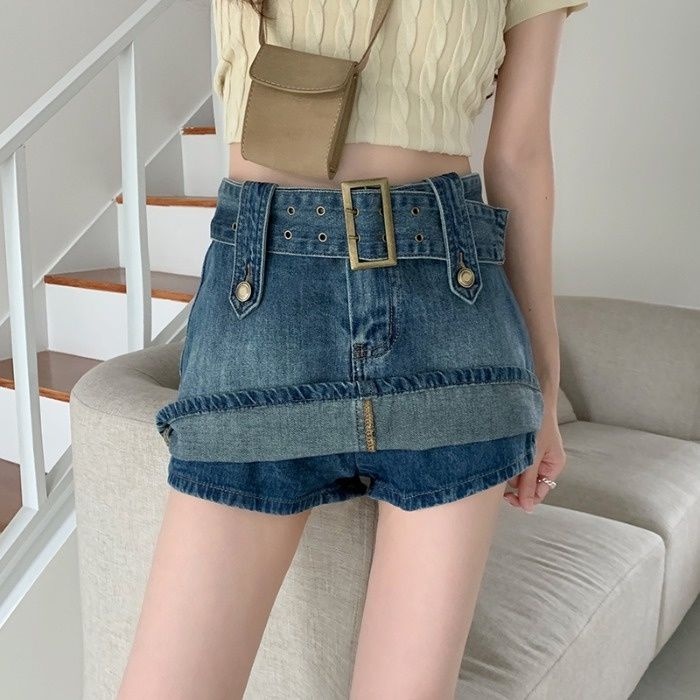 Rok jeans pendek retro biru rok mini jeans rok korean style rok wanita rok kekinian rok denim cewek rok a line jumbo big size terbaru 2023