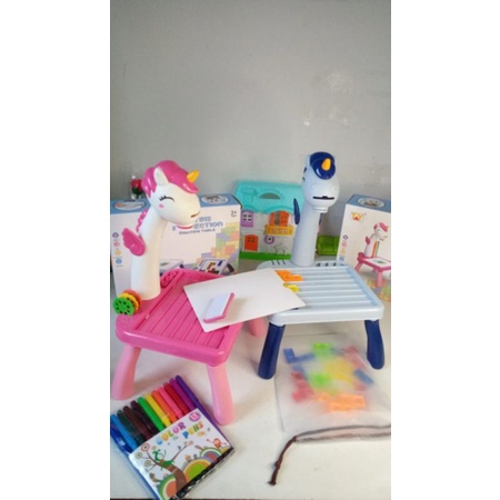 Mainan anak Projection Tetris Painting Meja Mini Lampu Proyeksi Gambar