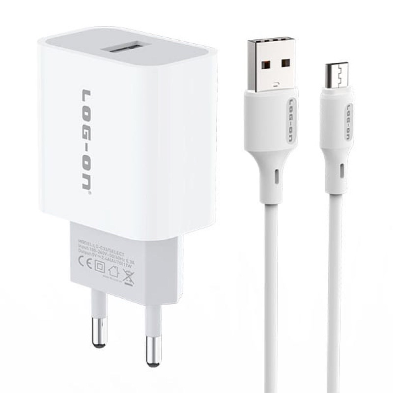 CHARGER - TC LOG ON MICRO USB LO-C33 FAST CHARGER 2.4A SINGLE USB