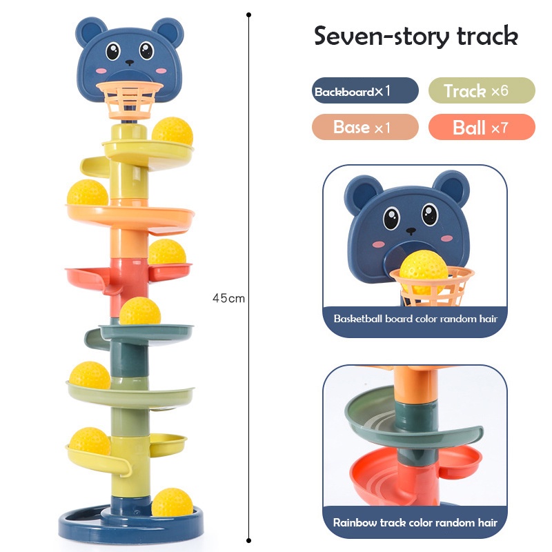 Baby Toys Rolling Ball Pile Tower Early Educational Toy For Babies Rotating Track Educational Baby Gift Stacking Toy For Kids