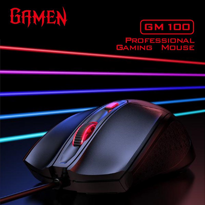 GAMEN GM100 2000 DPI Macro Ultralight Gaming Mouse 58 gram Black