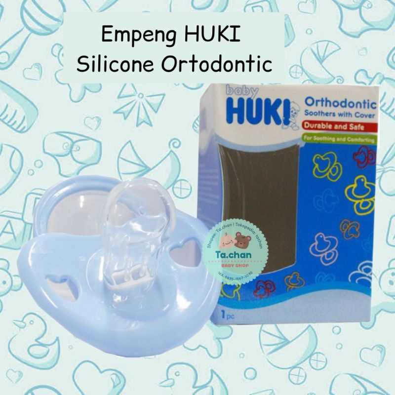 Empeng HUKI Silicone Ortdhontic shooter with cover blister isi 2 pcs / Box isi 1pcs