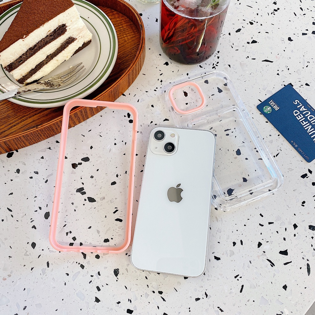 Dompet 3-in-1 Makaron casing handphone silikon lembut IPhone 14 13 12 11 Pro MAX X XS MAX XR 7 8 Plus Case Cover