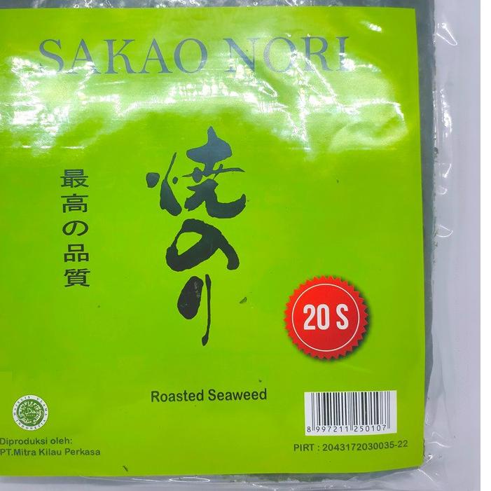 

Terlaris Today Sakao Nori 20 Sheet Yaki Sushi Nori HALAL MUI Roasted Seaweed 21x19 cm Free Packing Dus+ Buble grosir