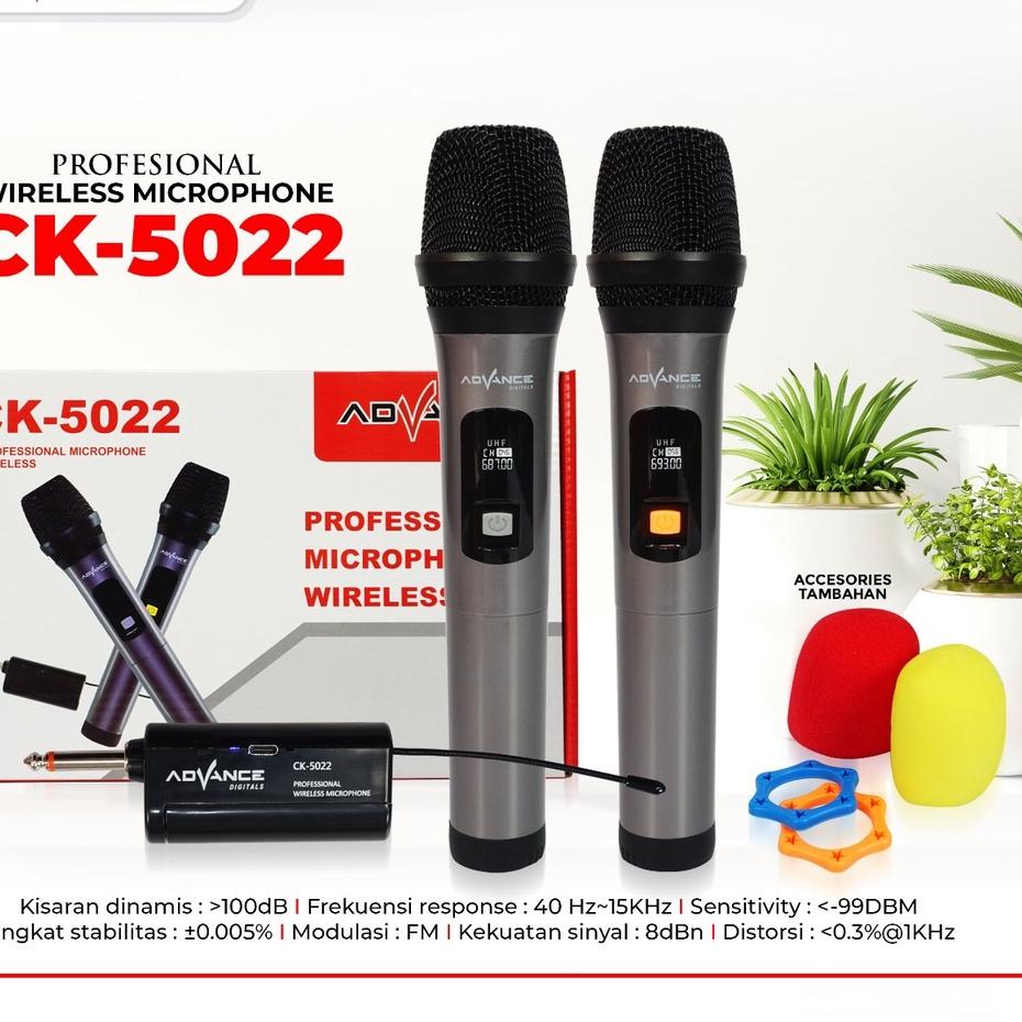 Belanja hemat--Advance Mic Ck-5022 Microphone Profesional Wireless Dual 2 Mic Duet Keren I Garansi R