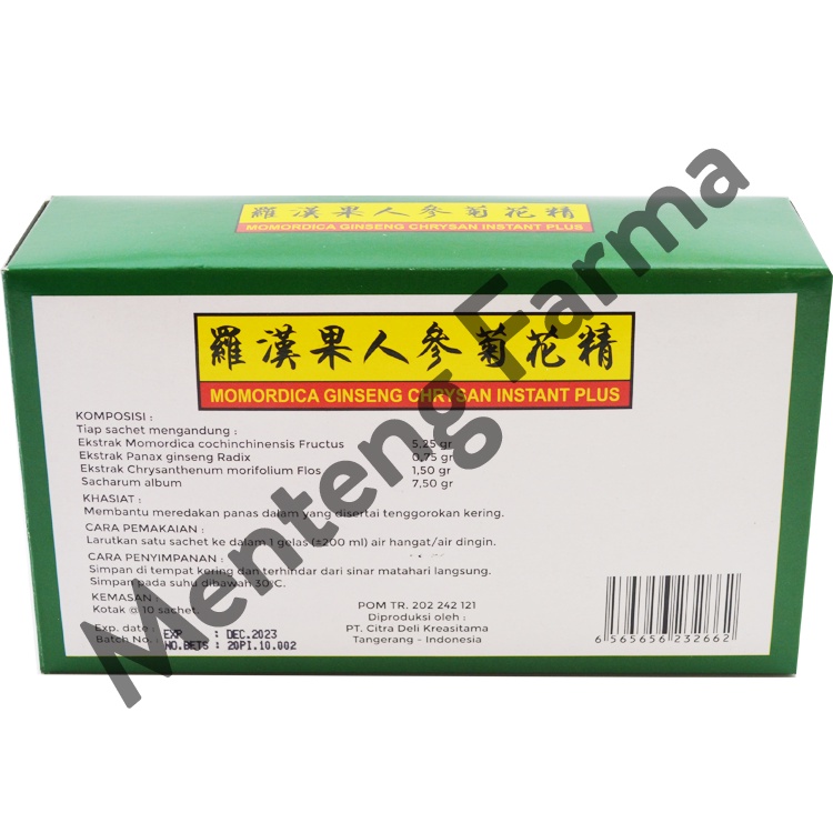 Lo Han Kuo (Momordica) Ginseng Chrysan Instant Plus Isi 10 Sachet - Pereda Panas Dalam &amp; Tenggorokan