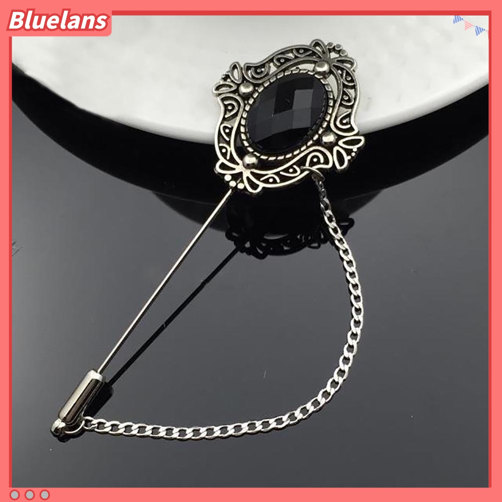 Bros Pin Kerah Rantai Rumbai Berlian Imitasi Gaya Vintage Untuk Unisex