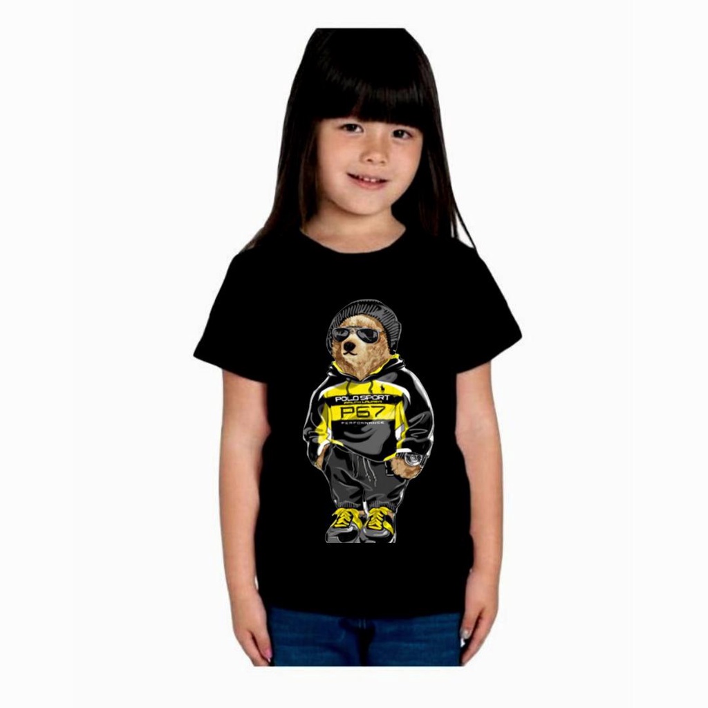 BEFAST - ZTL OOTD Tshirt Anak GINELA / Tshirt Anak BEAR MAMBA Print (Size 6 - 10) / Fashion Anak Jalan-Jalan / Kaos Termurah / Pakaian Anak Casual / Kaos Anak Unisex / Atasan Lengan Pendek / Kaos Anak Motif Keluaran Terbaru