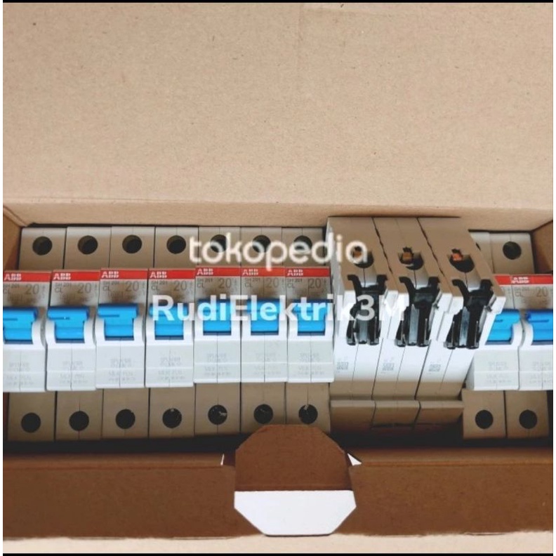 MCB ABB 20A 1Phase Original PLN type SH 201 Biru