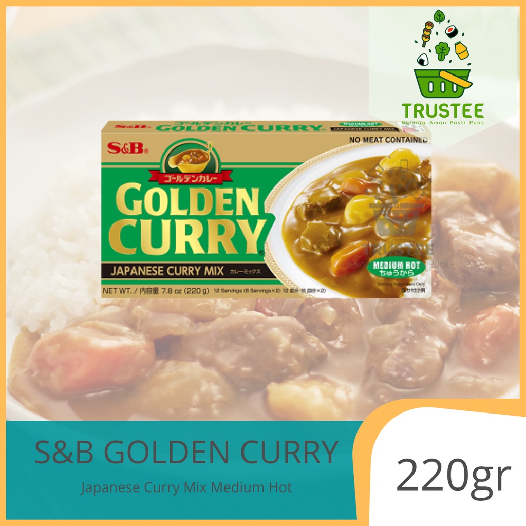 S&amp;B Golden Curry Sauce Mix MEDIUM HOT 220gr / Bumbu dapur saus kari kare import impor jepang pedas