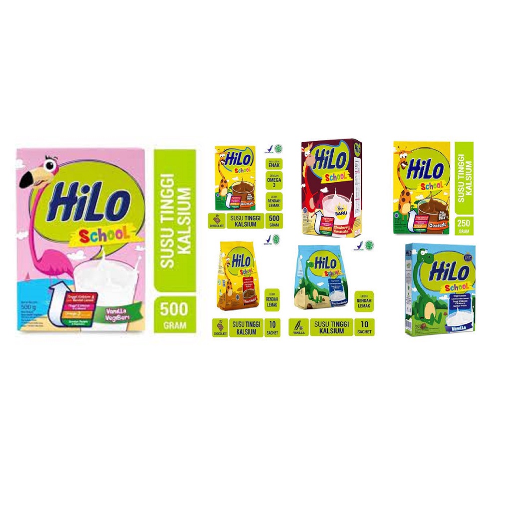 

HILO SCHOOL ( VANILA VEGIBERI 500G / VANILA 250G / CHOKLAT 500G / STROWBERRY CHESECAKE 500G / COKLAT 250G / COKLAT ISI 10 / VANILA ISI 10 )