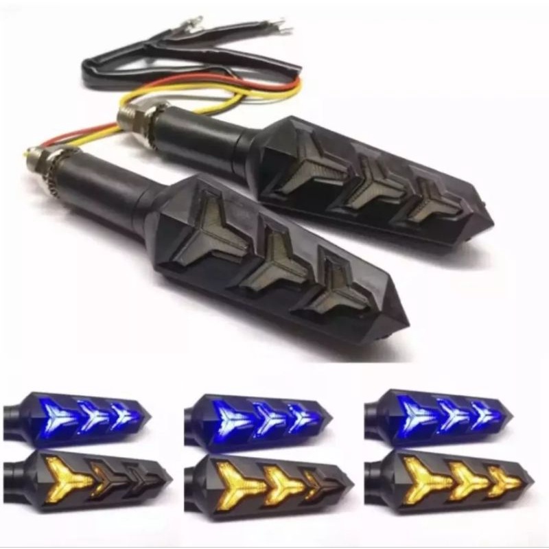 Lampu sen motor variasi model running motif lamborghini universal